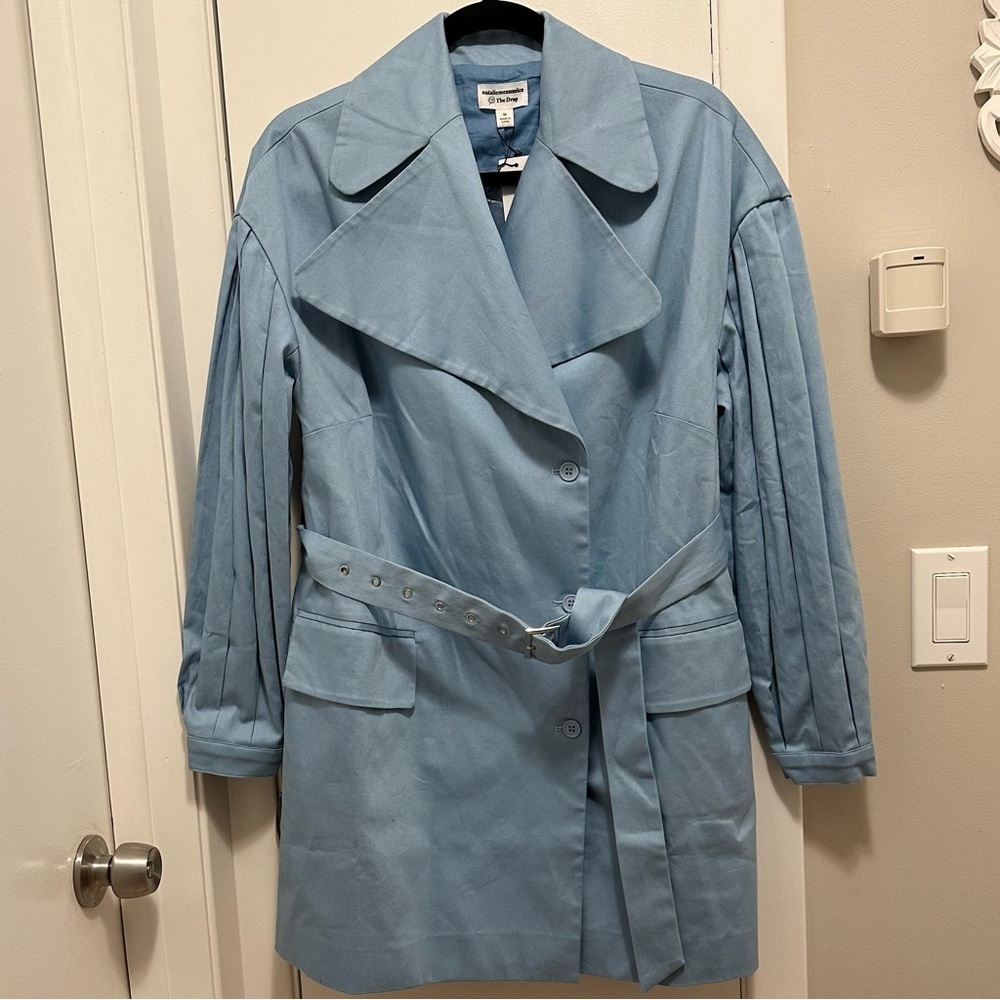 SOLD.  The Drop Women's M Blue Bell Oversized Belted Trench Coat